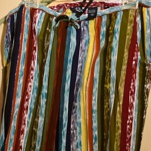 Multicolor Striped Women's Straight Leg Pants